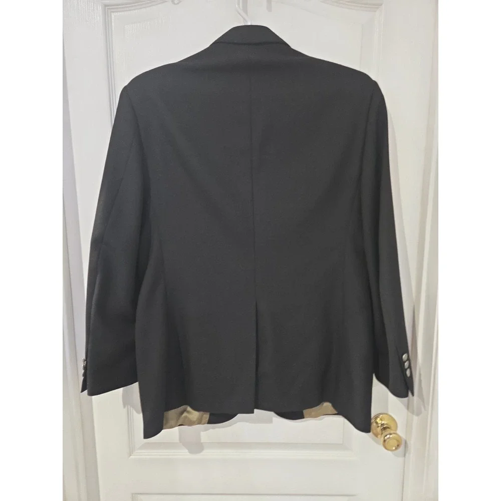 Stafford 42R Black Wool Blend Blazer Jacket Classic Business